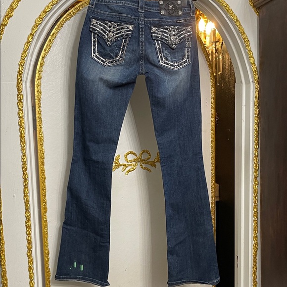 Miss Me Signature Rise Boot Cut Rhinestone Stretch Denim Jeans Size 27 - Picture 7 of 13
